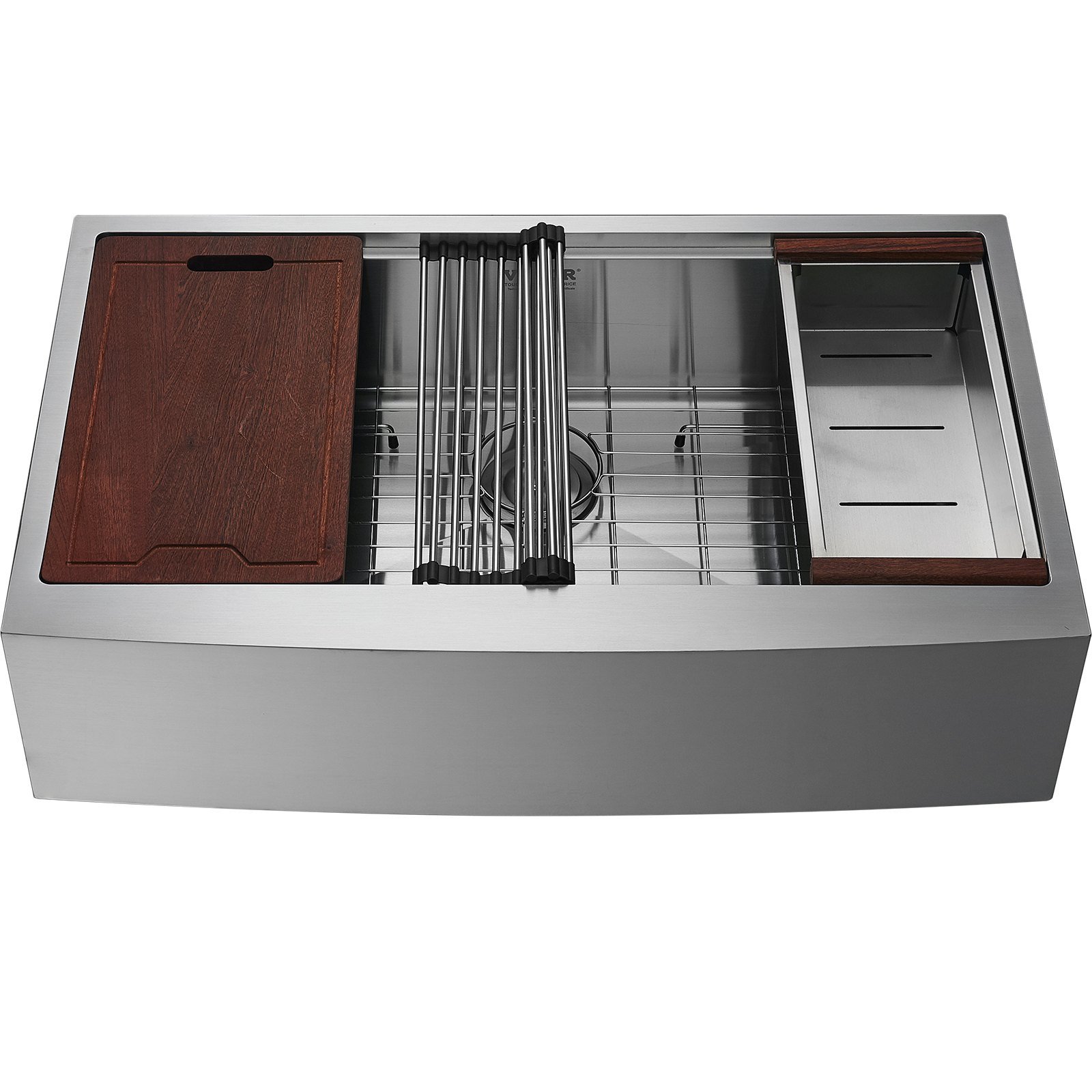 VEVOR Farmhouse Kitchen Sink, 304 Stainless Steel Drop-In Sinks, Single ...