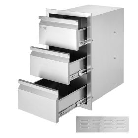 VEVOR Outdoor Kitchen Drawers 15" W x 25.4" H x 19" D, Box Frame Style Flush Mount BBQ Drawers with Stainless Steel Handle