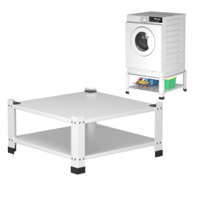 Washer And Dryer Pedestals With Storage Shelf, 700lbs Weight Capacity Washing Machine Stands For Most Washers And Dryers, Assembly Required (Color: White)